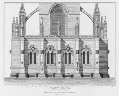 Cappella di Roslyn, elevazione del lato est, inciso da J. Roffe, 1811 da James Elmes